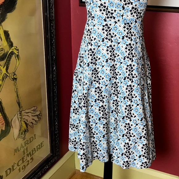J Crew Blue/White/Black Summer Dress, Strapless - Picture 2 of 7